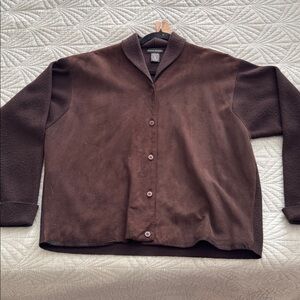 Banana Republic Leather And Wool Cardigan